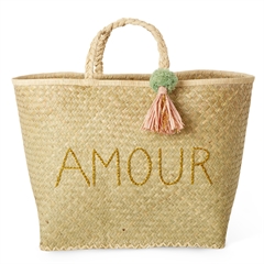 Amour strandtaske i Raffia fra Rice