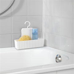 Shower Caddy i et klassisk hvidt design til brusekabinen. 