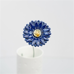 Blomst i keramik - Gerbera Ø5 cm. - Mørkeblå