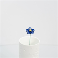 Blomst i keramik - Jordbærblomst Ø2,5 cm. - Mørkeblå